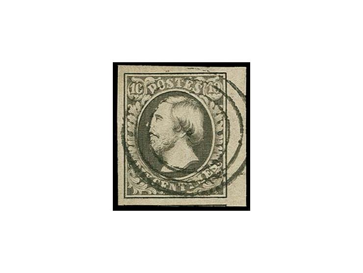 10 c. grey-black, large margins all around with small part of neighbour at bottom and sheet margin at right, neatly cancelled