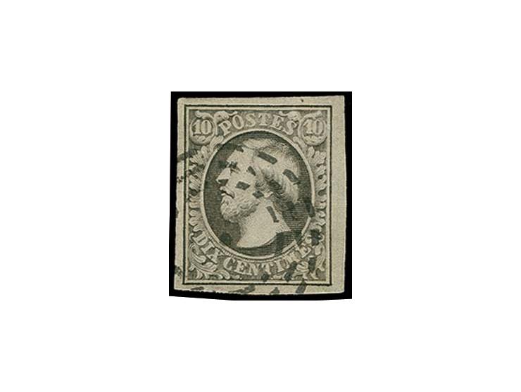 10 c. grey-black on thin paper, large margins all around, cancelled by clear strike of Remich broken circle cancel, very fine