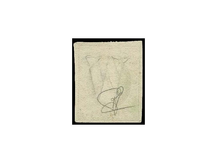 10 c. black with large margins all around, neatly cancelled by blue circle of bars of Luxembourg; a fine stamp with rare canc