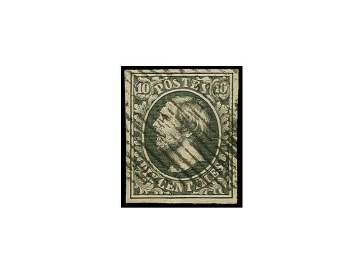 10 c. black (greenish), large margins, cancelled by "Colosse" of 26 bars, very fine, signed Goebel