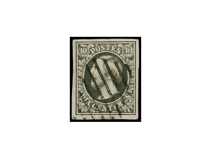10 c. black, nice large margins, neatly cancelled by almost complete rural cancellation of Remich, very fine, signed Goebel