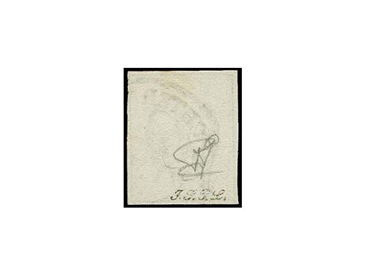 10 c. grey-black with ample to wide margins, used by large part of cds. of Echternach and pen strokes, fine and scarce, signe