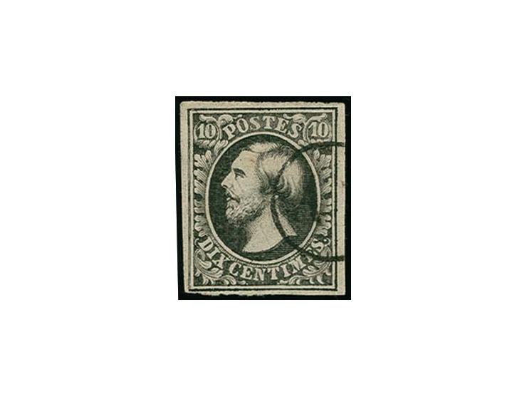 10 c. black, ample to mostly wide margins, nicely cancelled by sole strike of rural single circle "A...", very fine and extre