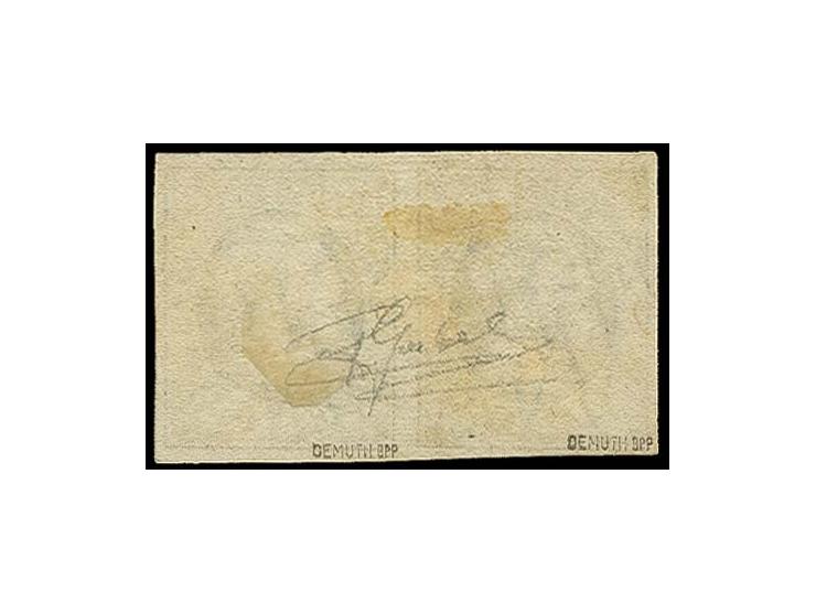 10 c. black, fine impression of the 1st printing, horizontal pair with good to large margins, cancelled by central strike of 