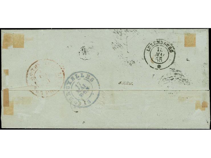 10 c. black, horizontal pair, the left stamp slightly touched at bottom, otherwise clear to large margins, tied by circle of 