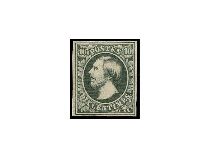 Réimpression 10 c. black on paper without watermark, clear to large margins, unused without gum