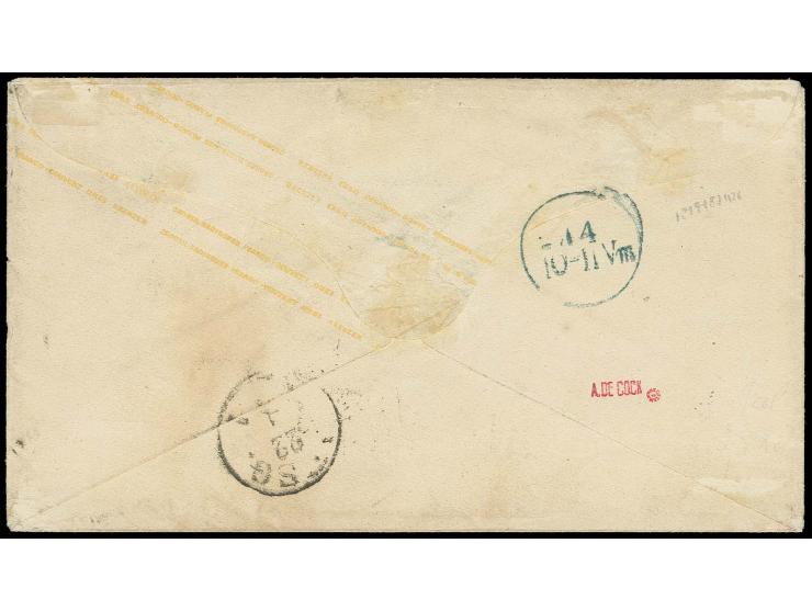 Ganzsachenumschlag 3 Kr. rosa mit sauberem preußischem Ra3 "BERLIN EIS. P.R. B.. 21 4 IV." von Heidelberg nach Berlin, dort w