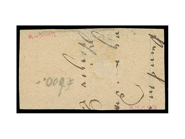 "HERBOLZHEIM 23 Spt", Ra2 in blau auf Briefstück mit 1862/66, 3 Kr. rosa und 1868, 1 Kr. grün, selten, sign. Unverferth