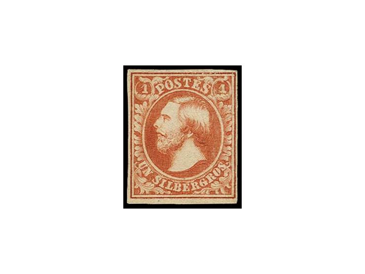 1 sgr. vermilion with wm. inverted, ample to wide margins, unused without gum, very fine, signed F.S.P.L. and certificate Sch