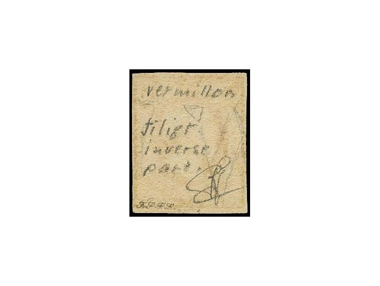 1 sgr. vermilion with wm. inverted, ample to wide margins, unused without gum, very fine, signed F.S.P.L. and certificate Sch
