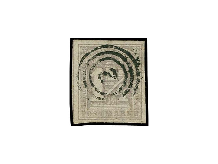 1864, 1¼ Sch. hellflieder, farbfrisch und voll- bis breitrandig mit zentrisch sauber aufgesetzter Nr. "2", Kabinett, Fotoatte