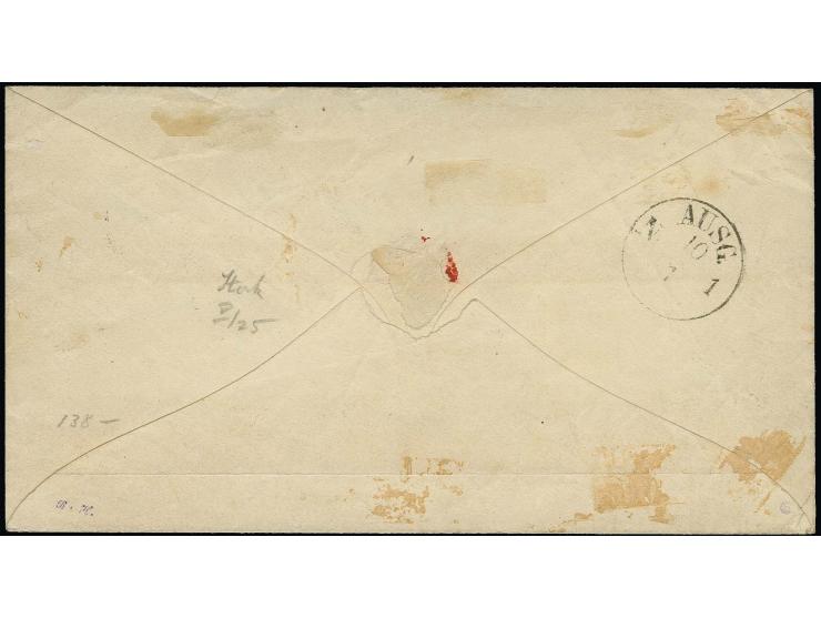 2½ Sch. dunkelgrün in Mischfrankatur mit 1866, 1¼ Sch. grauviolett, beide farbfrisch und einwandfrei, mit Fremdentwertung dur