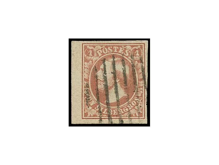 1 sgr. salmon, good to very wide margins and sheet margin at left, neatly cancelled, extremely fine and choice, signed Goebel