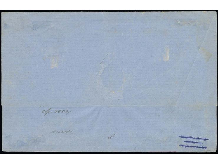 ½ Sch. grün, 2 Einzelwerte zusammen mit 1865, 1½ Sch. dunkelbraunpurpur, als Streifen geklebt mit sauberem DKr. "LUEBECK 12/1