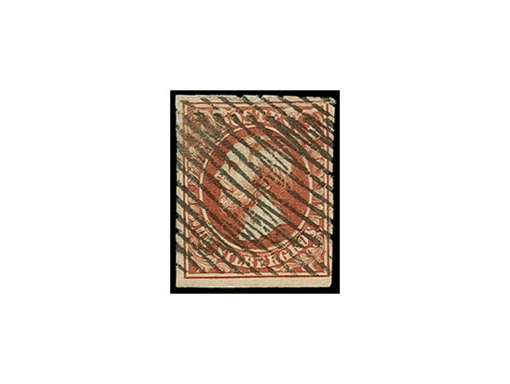 1 sgr. brownish-red, good to mostly wide margins, used with "Colosse" of 26 bars, very fine, signed Goebel