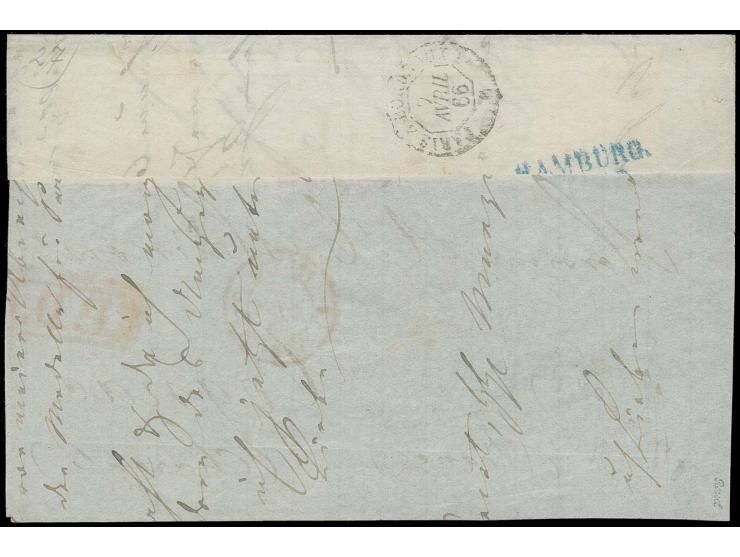1856, 3 Sch. orange, voll- bis breitrandig zusammen mit 1864, 4 Stück 4/4 Sch. sowie 1/4 Sch., bis auf unauffälligen Durchsti