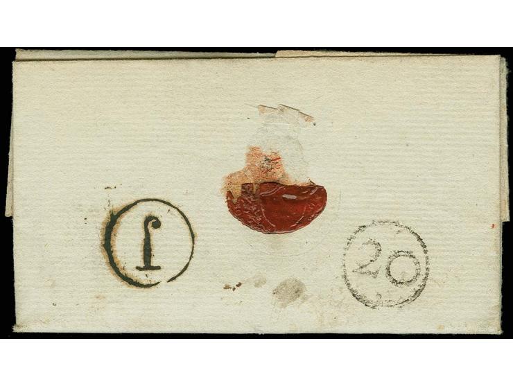1796, "D.ON E ARM. SAMBRE AT MEUSE", L2 in rot auf kpl. Brief von Aachen nach Paris