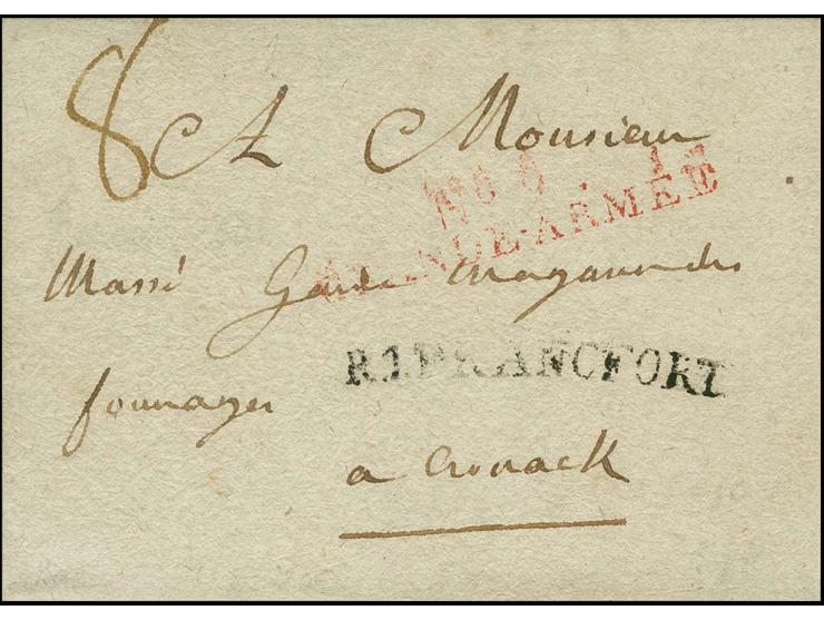 1806, "No.8 GRANDE ARMEE", L2 in rot, nicht perfekt aber lesbar auf Briefhülle mit kleinem, datiertem Teil des Inhaltes nach 