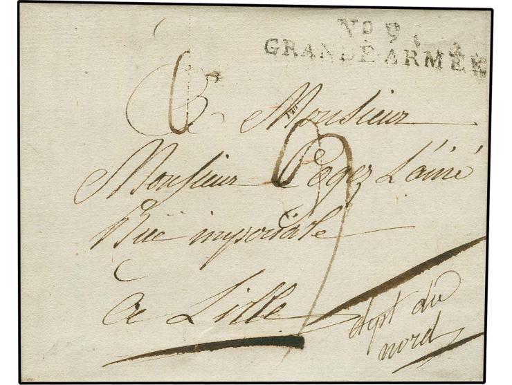 1809, "No.9 GRANDE ARMEE", L2 in schwarz sauber auf kpl. Brief von Berlin nach Lille