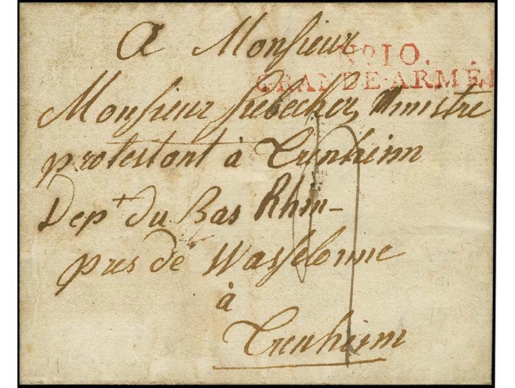 1812, "No.10 GRANDE ARMEE", L2 sauber auf kpl. Faltbrief von Berlin ins Elsaß