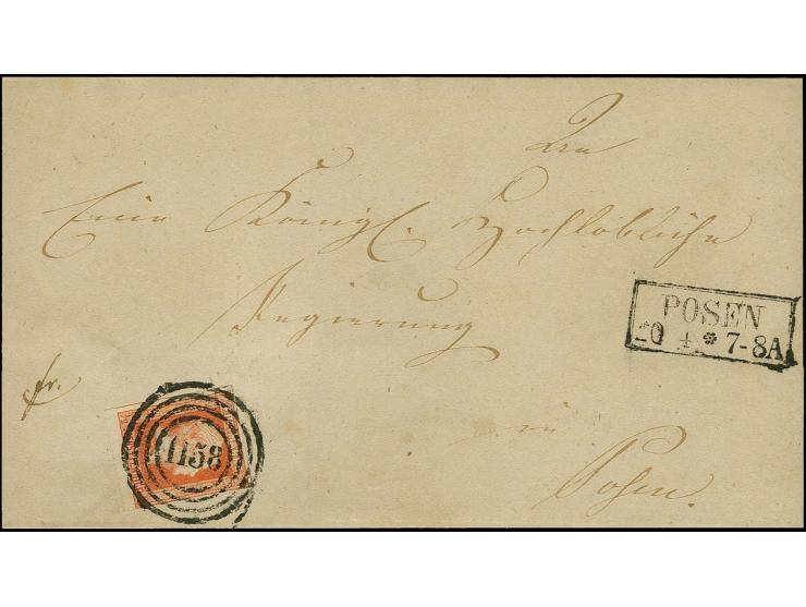 1850/55, 1. Ausgabe ½ Sgr. rotorange, noch voll- bis breitrandiges Unterrandstück mit sauberer Nr. "1158" und sauber nebenges