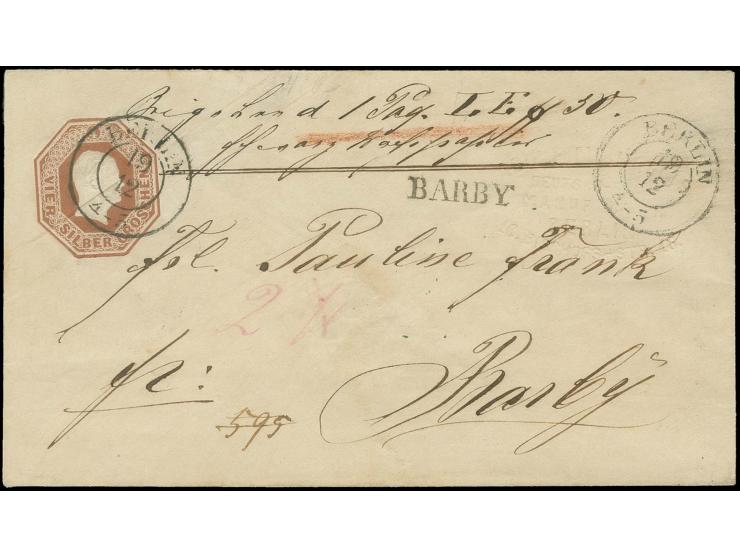 1852, Oktogon-Umschläge: Umschlag 4 Sgr. braun mit Absenderprägung im Umschlag rechts, mit sauber auf- und nebengesetztem DKr