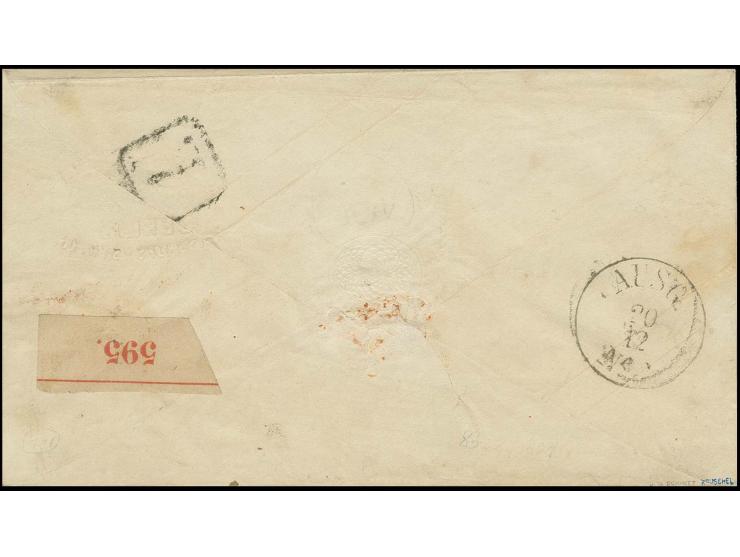 1852, Oktogon-Umschläge: Umschlag 4 Sgr. braun mit Absenderprägung im Umschlag rechts, mit sauber auf- und nebengesetztem DKr