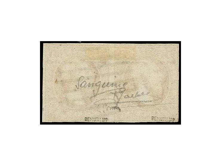 1 sgr. red-brown (sanguine), horizontal pair with ample to wide margins, very nicely cancelled by central circle of 9 bars, b