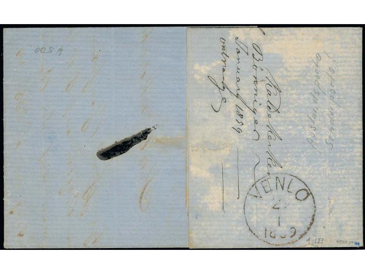 "698" KALDENKIRCHEN, auf waagerechtem Paar ½ Sgr. rotorange, oben mit der Randlinie geschnitten und teils kurz berührt, sonst