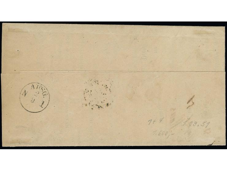 "1225" RELLINGHAUSEN, je zentrisch auf ½ Sgr. auf rotorange und 3 Sgr. auf gelb, erstere rechts unten winzig berührt, sonst b