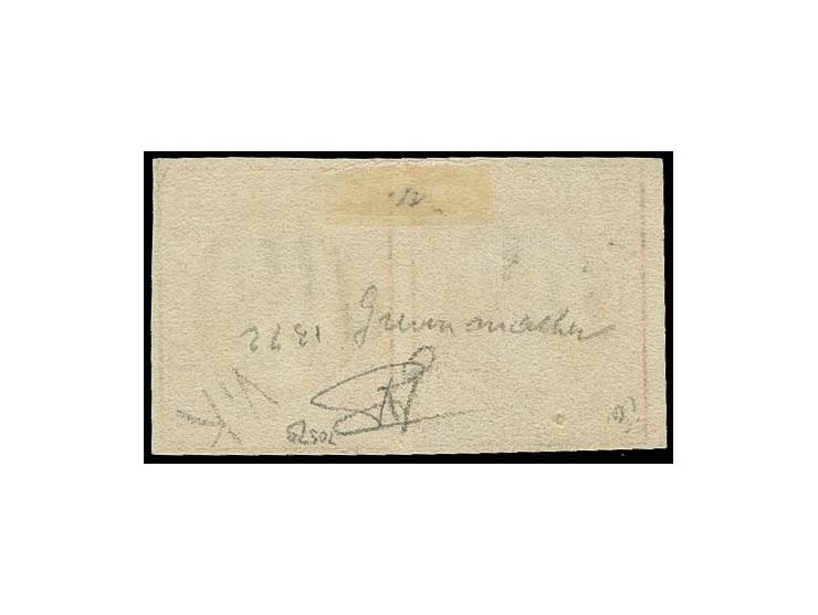 1 sgr. pale-salmon, horizontal pair with ample to large margins, cancelled by square of bars of La Rochette, fine, signed Goe