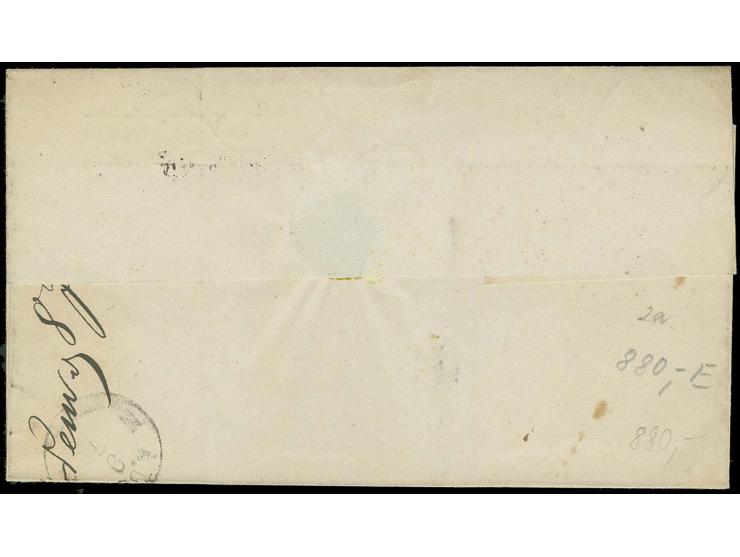 "1596" WEHDEM, zentrisch auf 1 Sgr. auf rosa, rechts berührt und oben kleiner Randspalt, auf Briefhülle mit sauber nebengeset