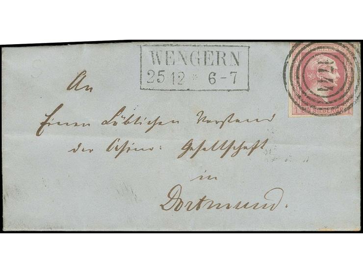 "1744" WENGERN, zentrisch und klar auf glatter Grund 1 Sgr. rosa, unten rechts leicht berührt, mit sauber nebengesetztem Ra2 