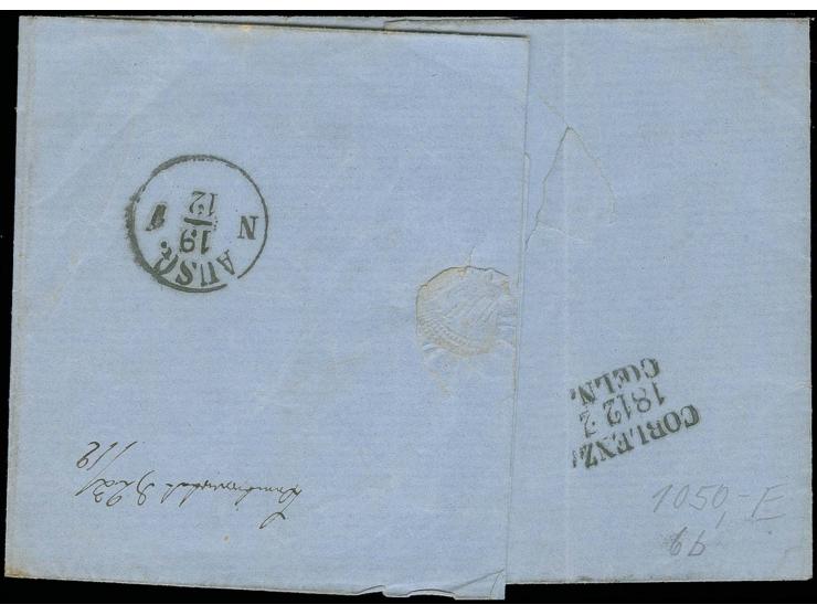 "1748" POST-SPEDITIONS-AMT NR. 10 (KÖLN), in Type V zweimal glasklar auf glatter Grund 1 Sgr. dunkelrosa, voll- bis meist bre