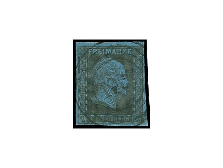 "1957" KUSSEN, zentrisch und sauber auf 2 Sgr. auf blau, voll- bis meist breitrandig; allergrößte Stempel-Seltenheit, laut Fo