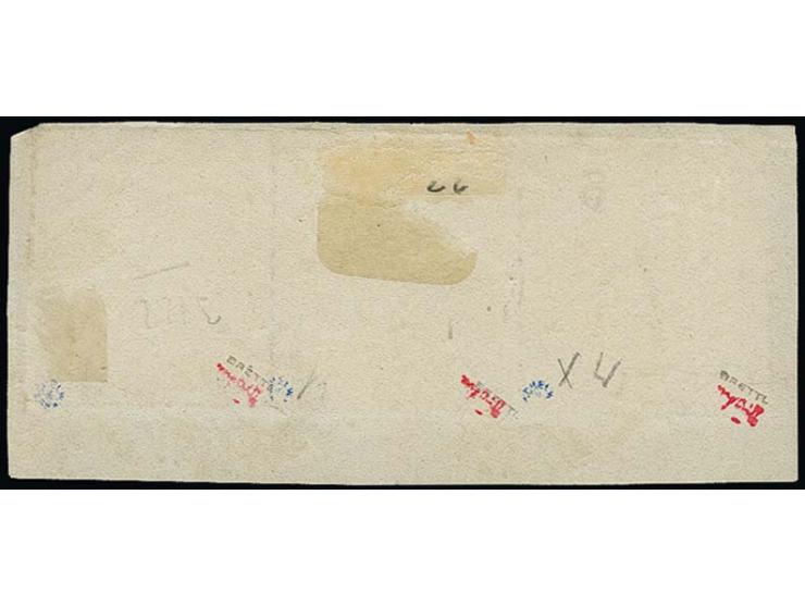 1865, ½ Sch. rosalila im waagerechten 3er-Streifen, farbfrisch und gut durchstochen mit zweimal sauber aufgesetztem DKr. "ALT
