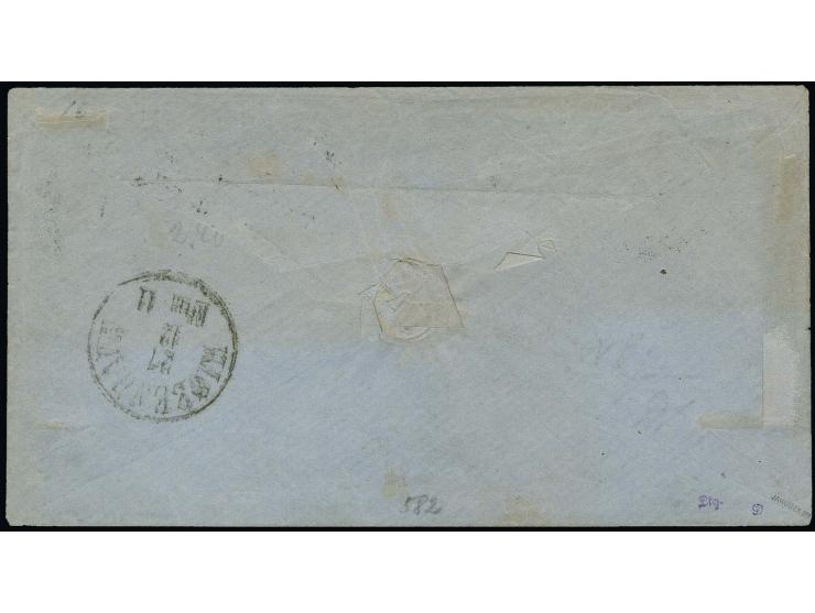 1865, ½ Sch. rosalila im waagerechten 4er-Streifen, farbfrisch und gut durchstochen mit dreimal sauber auf- und zusätzlich ne