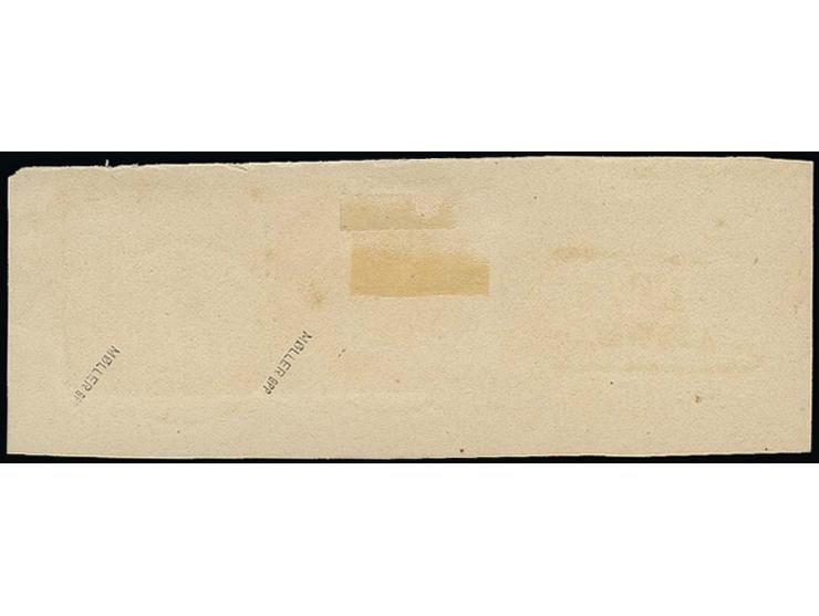"160" SCHÖNWALDE LANDPOST, 2 Abschläge auf senkrechtem Paar 1¼ Sch. blau/rosa mit sauber nebengesetztem Ra2 auf Briefstück, P