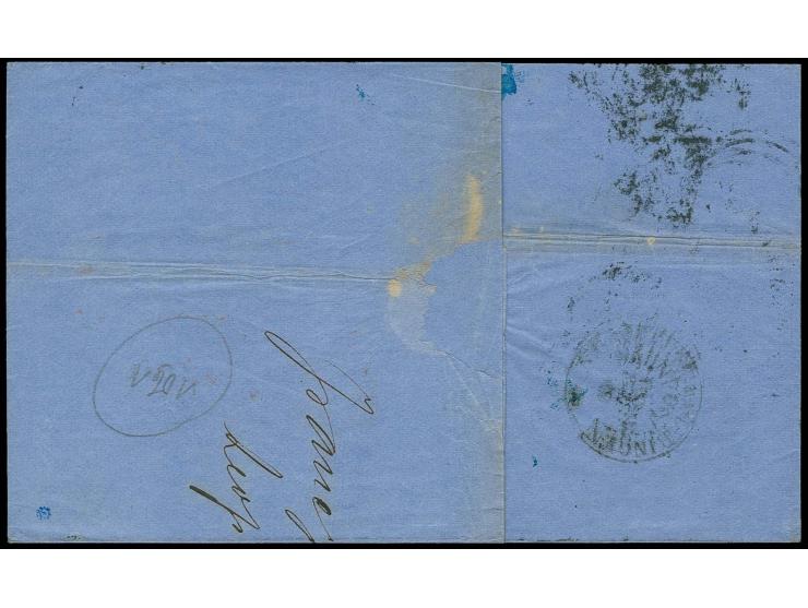 1862/64, 3 Kr. karminrot und Einzelwert und waagerechtes Paar 3 Kr. blau mit Nr. "220" und nebengesetztem EKr. von Frankfurt 
