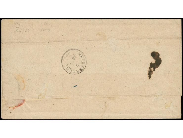 1 Kr. dunkelgraubraun, links unten mit Eckfehler, sonst gut gezähnt mit DKr. "HEILBRONN 7.JAN.1863" auf Briefhülle im Nachbar