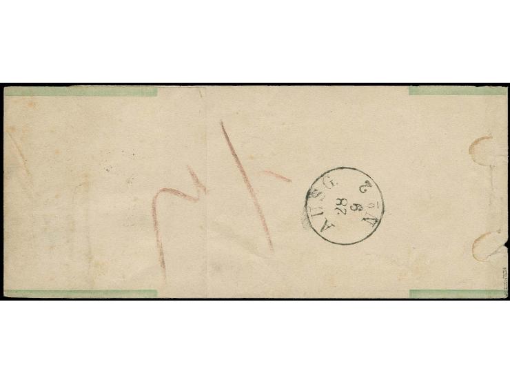 1/3 Gr. gelblichgrün als Zusatzfrankatur auf 1868, 1/3 Gr. Ganzsachen-Streifband mit EKr. "BERLIN P.E. 10. 27/9 69" nach Buck