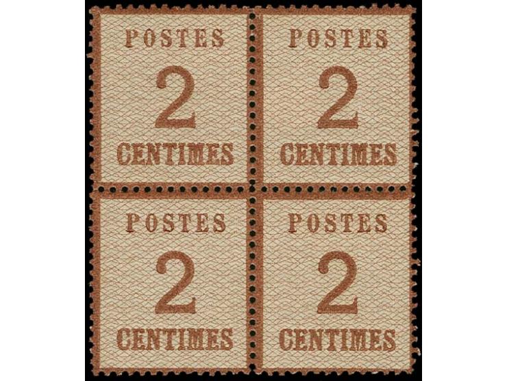 1870, 2 C. mittelrotbraun im ungebrauchten 4er-Block, Pracht, Fotobefund Flemming BPP