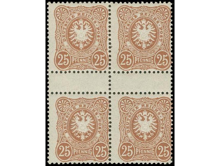 25 Pfg. orangebraun im Zwischensteg-4er-Block, postfrisch, Kabinett