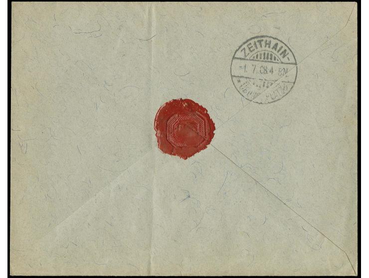 30 Pfg. rötlichorange/schwarz auf mittelchromgelbes Papier mit Platten-Oberrand (mit Strichelleiste) als portogerechte Einzel