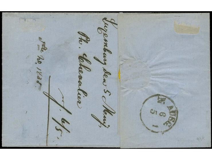 12½ c. rose with clear to mostly wide margins, tied by cds. "LUXEMBOURG 5 MAI" (1861) to lettersheet to Trier, very fine, sig
