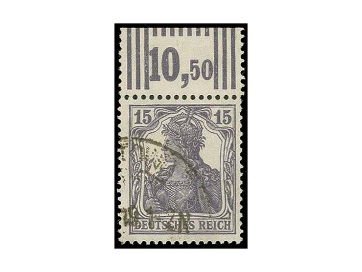 15 Pfg. schwärzlichgrauviolett mit Walzendruck-Oberrand, gestempelt, Kabinett, Fotoattest Winkler BPP