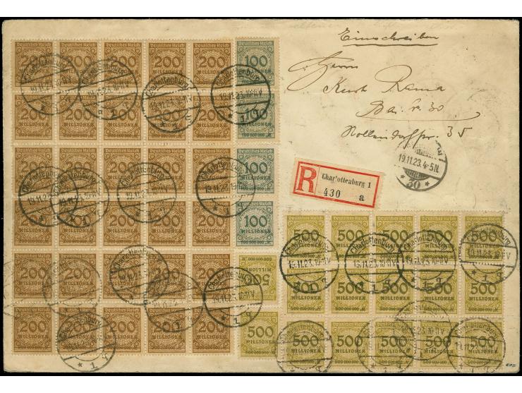 75 Tausend auf 1000 M., 50er-Bogenteil mit 10 Walzenoberrändern und vorder- und rückseitiger Zufrankatur mit u.a. senkrechter
