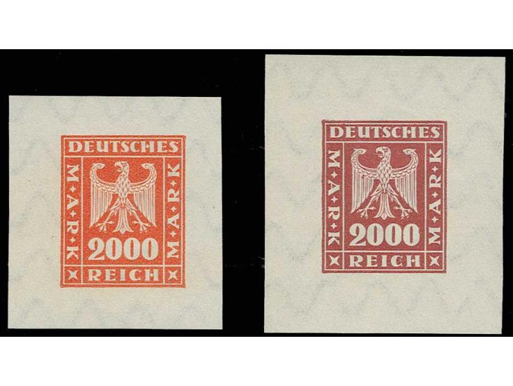 Reichsadler 2000 M., Essay von S. von Weech in rot und rotbraun, ungezähnt mit breiten Rändern auf bayerischem Wasserzeichen-