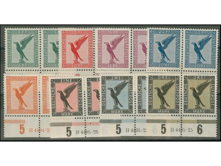  1926, Steinadler 5Pfg.- 3M. kpl. in waagerechten Unterrandpaaren mit HAN, postfrisch, sehr selten, Kabinett