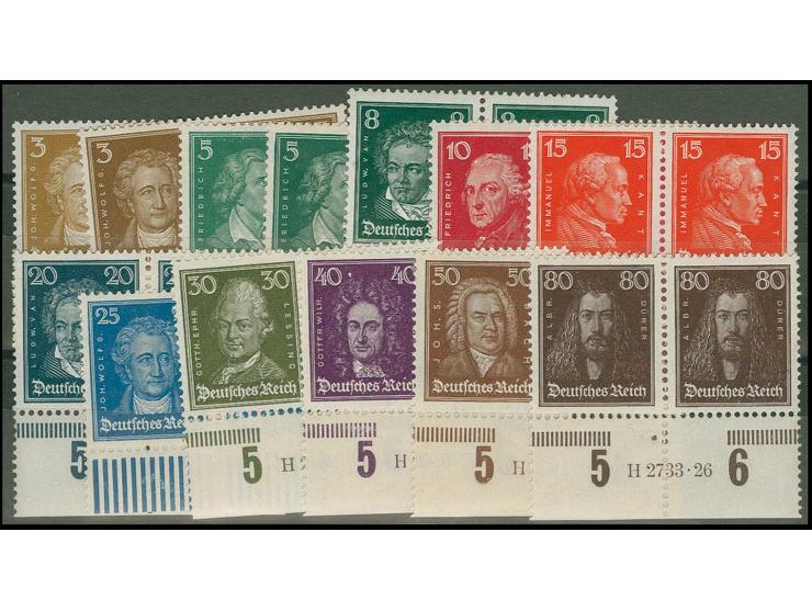 1926, Berühmte Deutsche 3-80 Pfg. im waagerechten Unterrand-Paar mit HAN, postfrisch, Kabinett